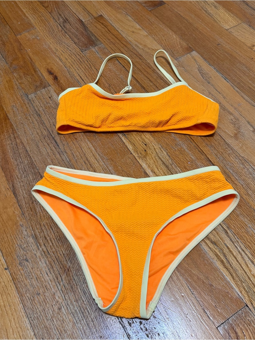 wild fable Orange Bikini Top with Cream Trim